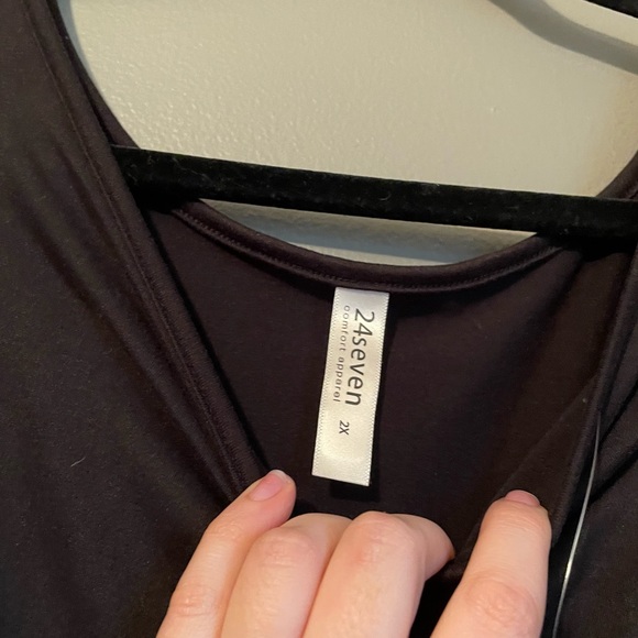 NWOT 24/7 Comfort Apparel Sz 2X Black Babydoll Long Sleeve Scoop-neck Midi Dress - Picture 3 of 11